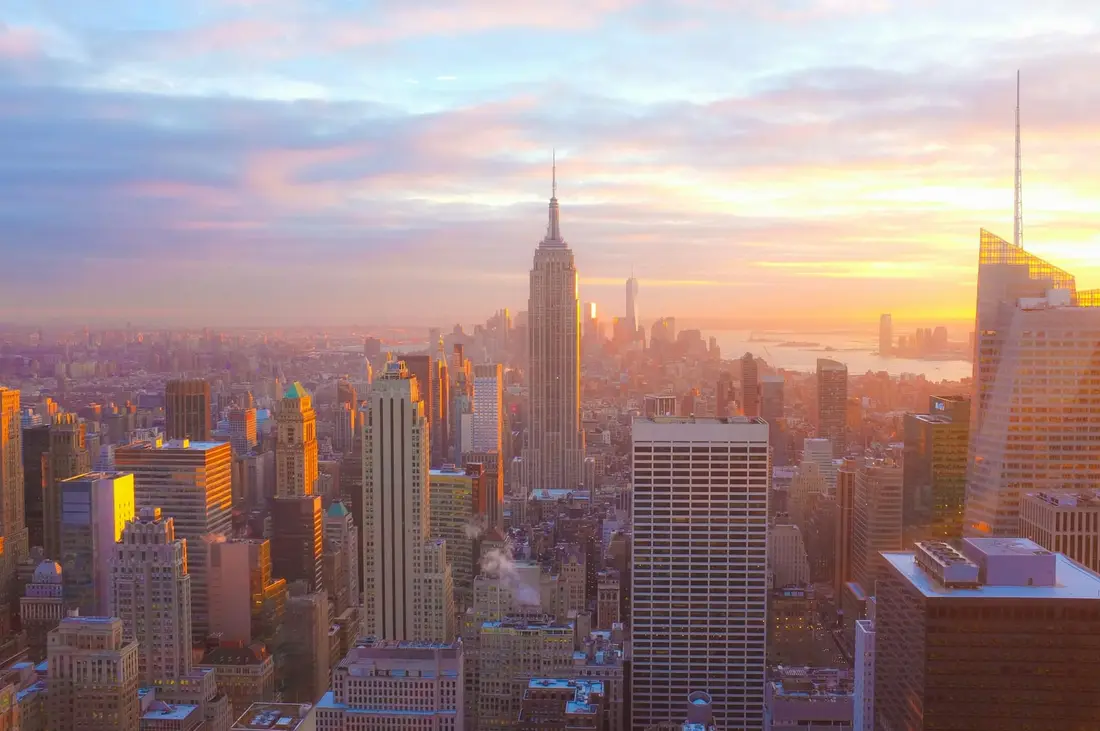 Midtown Manhattan skyline at sunrise